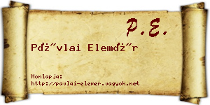 Pávlai Elemér névjegykártya